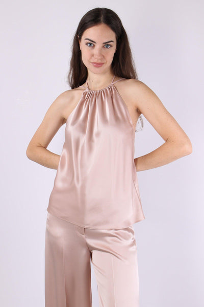 Carota Top Satin Smanicato Rosa Mogano