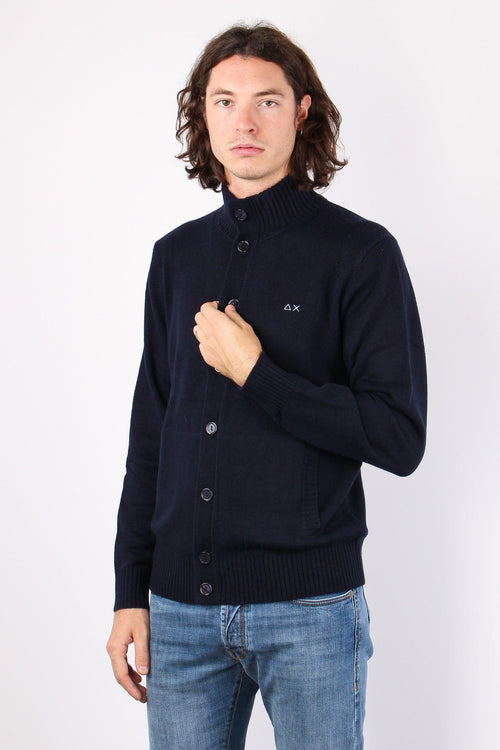 Cardigan Lana Bottoni Navy Blue