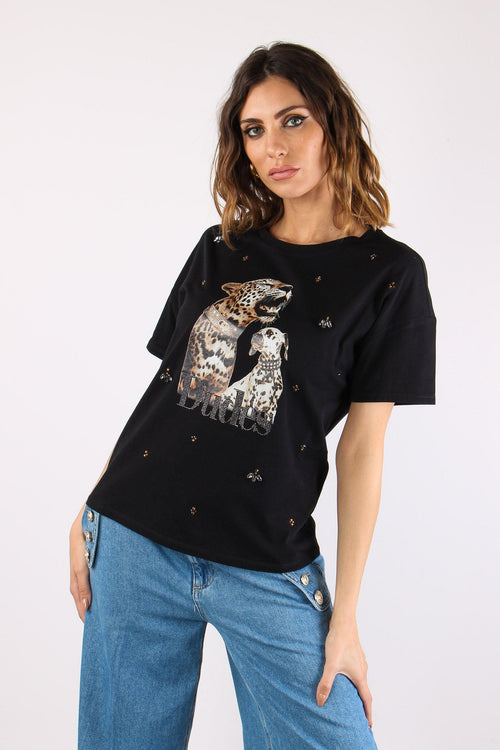 T-shirt Tigre Dalmata Nero