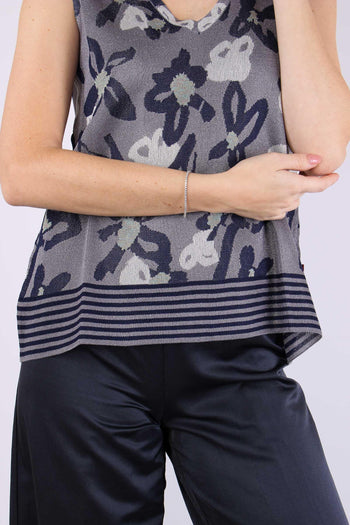 Top Scollo V Jacquard Lurex Blu/salina - 7