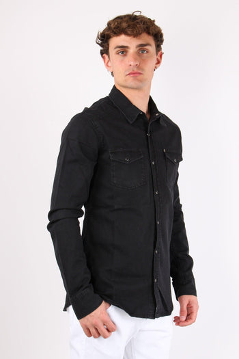 Camicia Denim Slim Fit Nero - 4