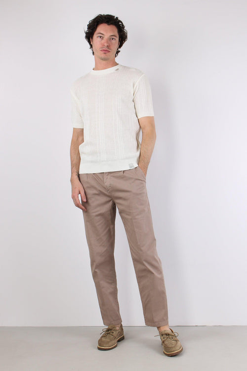 T-shirt Cotone Lavorato Panna