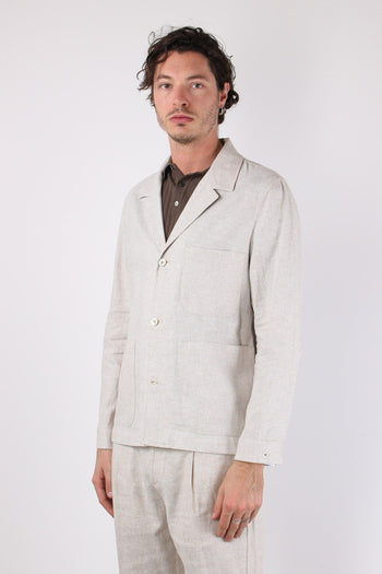 Orzo Giacca Camicia Misto Lino Sabbia - 5