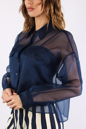 Colomba Camicia Seta Blu - 8