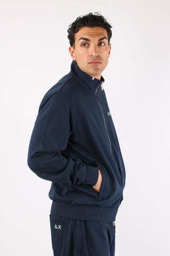 Felpa Full Zip Collo In Piedi Navy Blue - 6