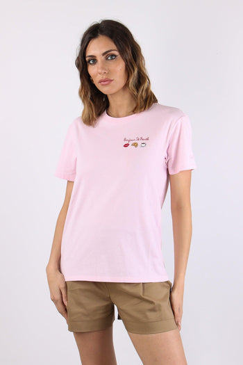 T-shirt Scritta Ricamo Bounjour - 2
