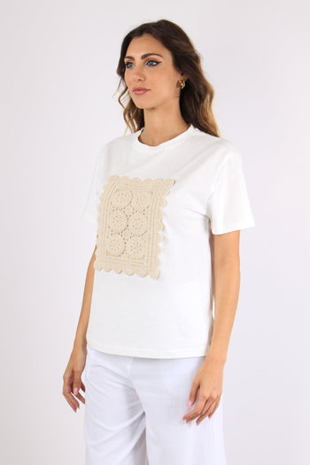 T-shirt Inserto Macrame Bianco - 3