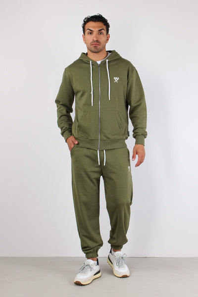 Felpa Zip Cappuccio Muschio