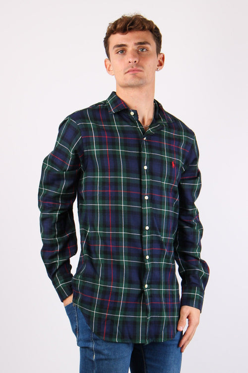 Camicia Check Twill Evergreen/red - 2