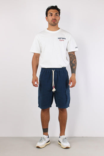 Bermuda Lino Coulisse Blu - 3