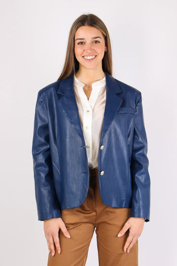 Giacca Squadrata Ecopelle Blu - 2