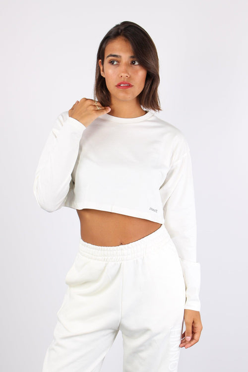 T-shirt Crop Cotone Off White