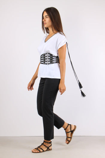 Pantalone Bengalina Spacchetti Nero - 5