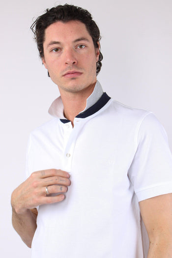 Polo Colletto Contrasto Bianco - 8