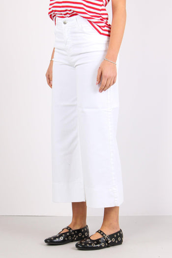 Pantalone Bull Crop Orlo Alto Bianco - 3