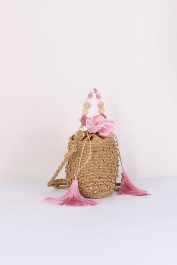 Secchiello Paglia Strass Pink - 7