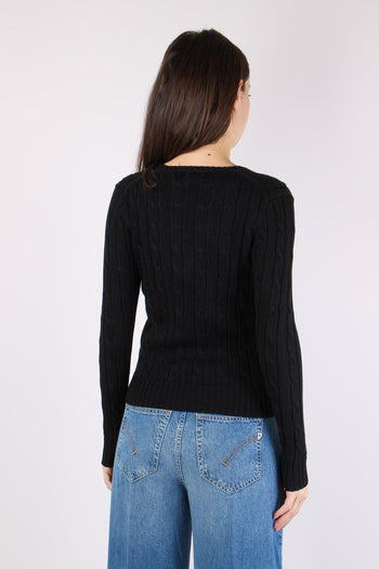 Pullover Trecce Scollo V Polo Black - 4