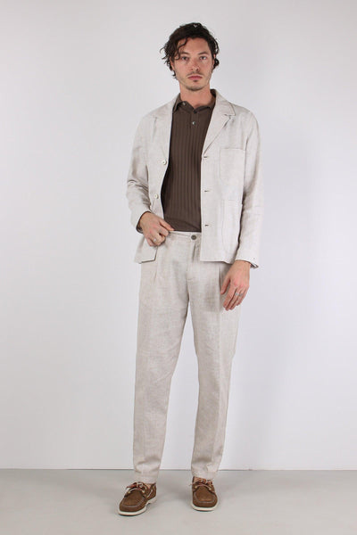 Orzo Giacca Camicia Misto Lino Sabbia