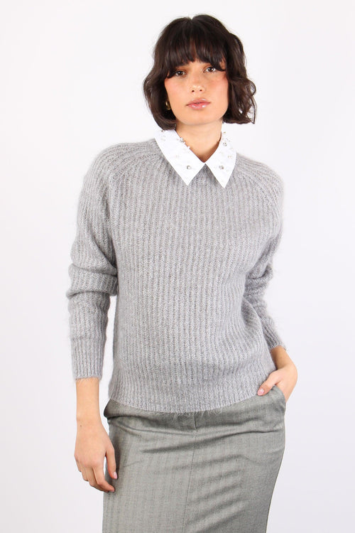 Maglia Mohair Collo Pietre Grigio