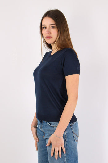 Maglia Girocollo M/m Viscosa Blu - 3