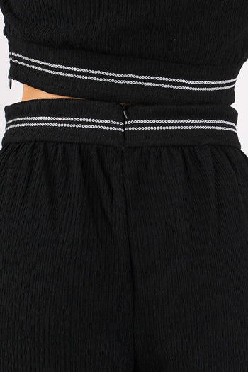 Pantalone Palazzo Goffrato Nero - 8