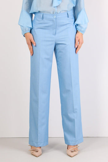 Pantalone Palazzo Poliviscosa Cielo - 2