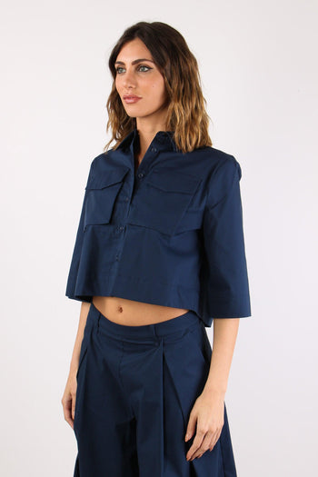 Camicia Taschine Cotone Tecnico Navy Blue - 3
