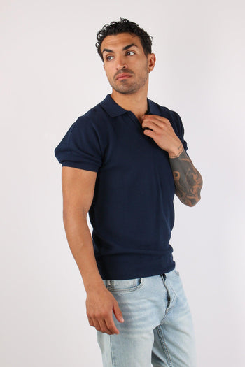 Polo Derby Punto Riso Blu Navy - 3