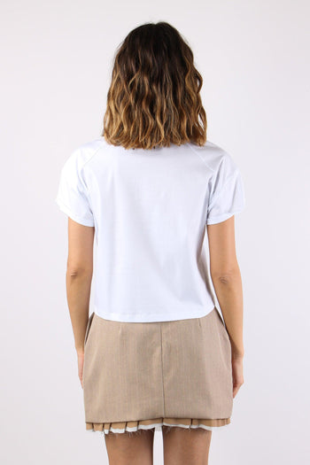 T-shirt Crop Applicazione Fior Bianco - 4