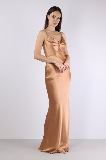 Abito Raso Spalline Champagne - 4