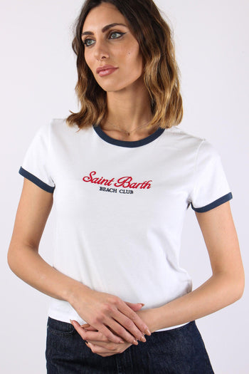 T-shirt Profilo Contrasto Bianco/blu - 8