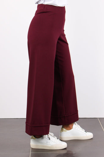 Pantalone Cropped Risvolto Bordeaux - 6