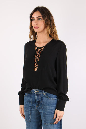 Cyrill Blusa Lacci Manica Lunga Black - 3