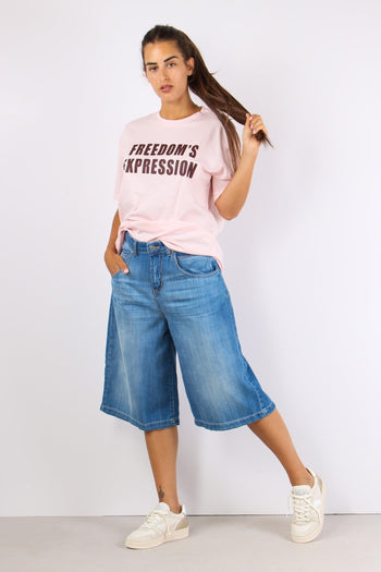T-shirt Scritta Freedom Rosa - 5