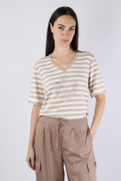 T-shirt Riga Scollo V White/almond