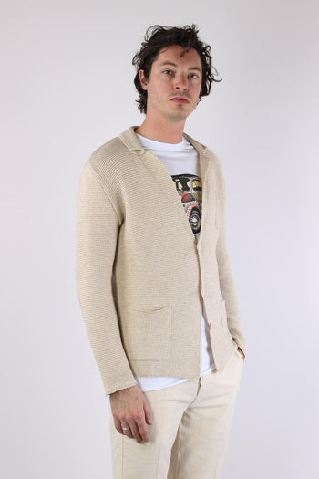 Giacca In Maglia Beige - 6