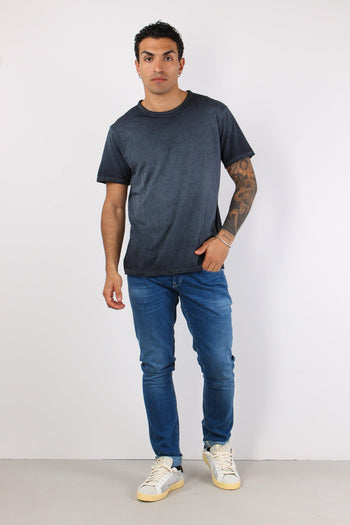 T-shirt Cotone Taglio Vivo Blue Faded - 2