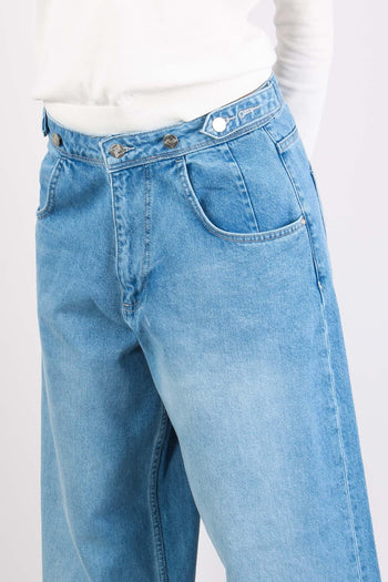 Denim Palazzo Bottoni Denim Medio - 5