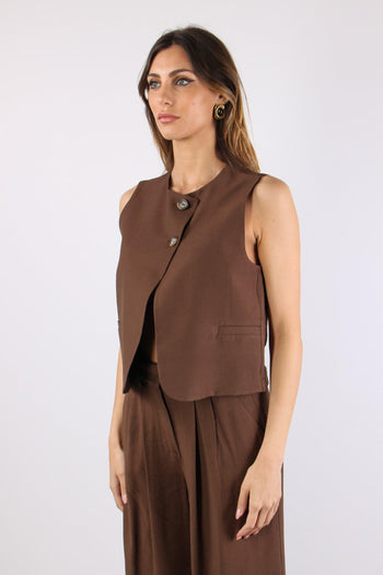Gilet Abbottonatura Asimmetric Moro - 3