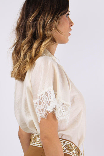 Casacca Mussola Inserto Pizzo Burro - 6