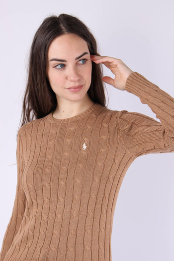 Pullover Trecce Cotone Camel Melange - 7