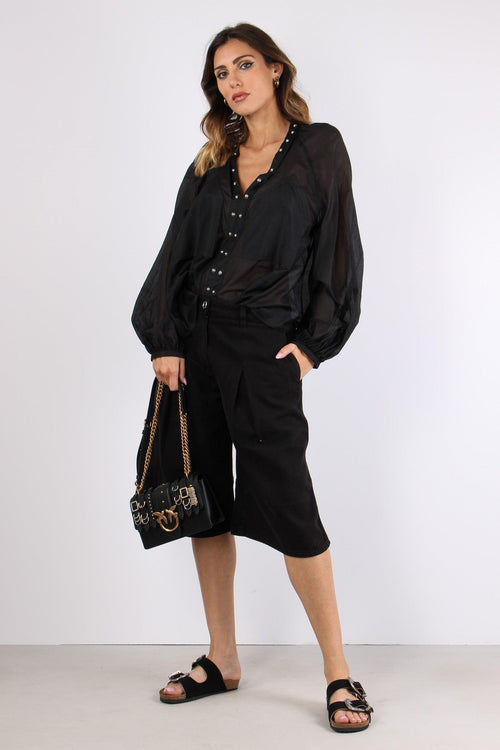Darren Blusa Voile Bulloni Nero Limousine