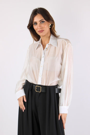 Camicia Over Mussola Strass Bianco - 2