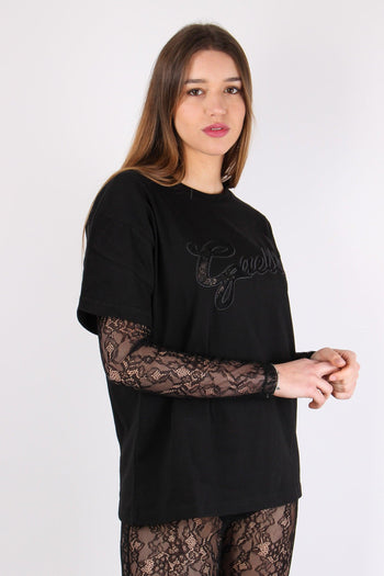 T-shirt Logo Pizzo Nero - 4