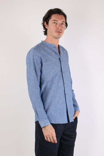 Camicia Lino Coreana Blu - 6