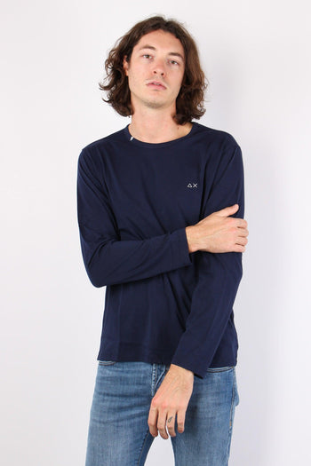 T-shirt Basica Manica Lunga Navy Blue - 2