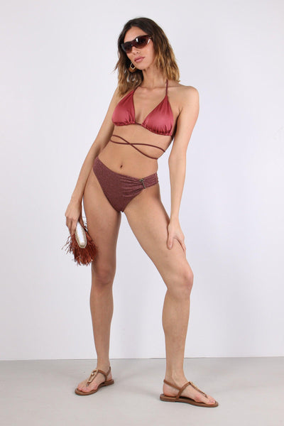 Bikini Triangolo Lurex Lycra Amaranto