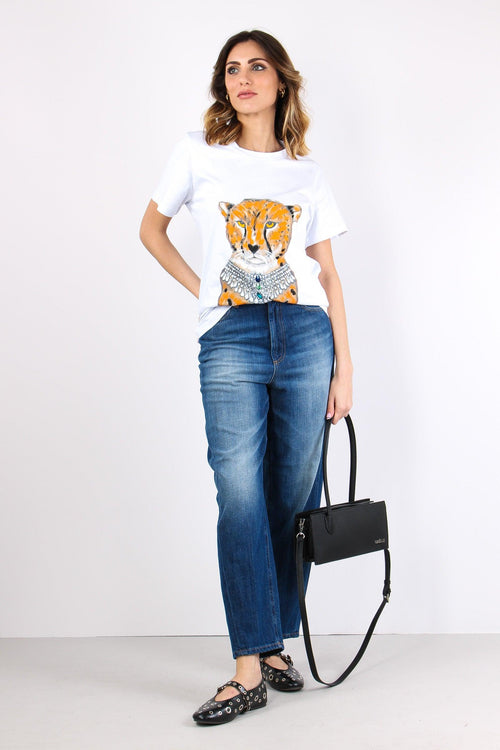 T-shirt Stampa Tigre Bianco Ottico