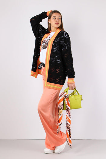 Pantalone Palazzo Effetto Raso Arancio Melange - 5