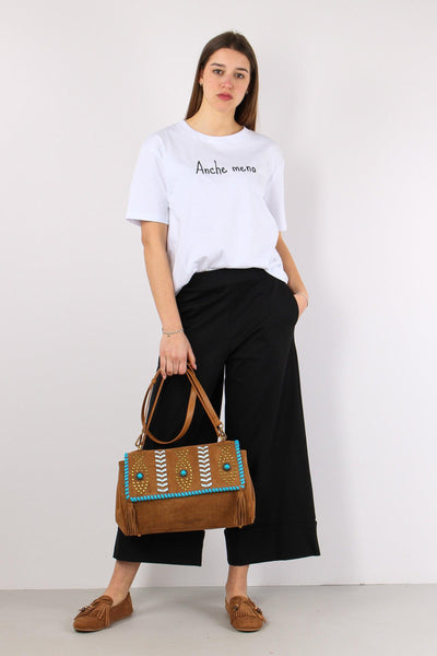 T-shirt Ricamo Anche Meno Bianco